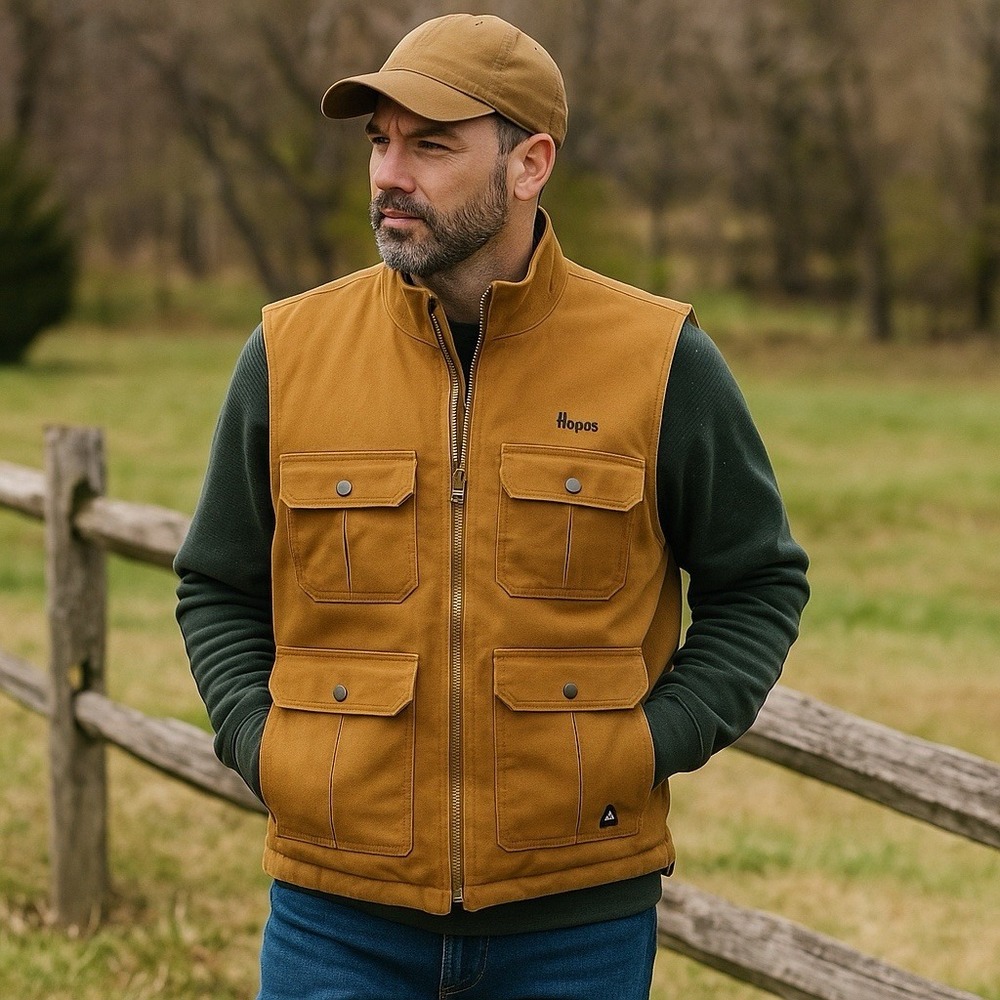 Ridgecut Vest Men XL Tan Canvas Fleece Lined Utility Outdoor‎ Workwear